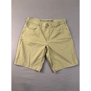 Duluth Trading Flex Ballroom Khakis Shorts Mens 36 Olive Stretch Cotton Casual